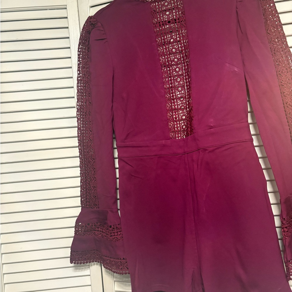 bebe Magenta Lace Detail Jumpsuit